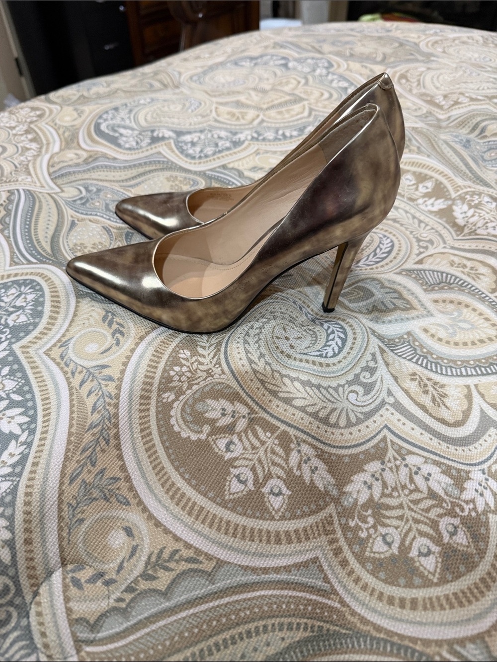 Vince Camuto Metallic Bronze Pointed-Toe Pumps